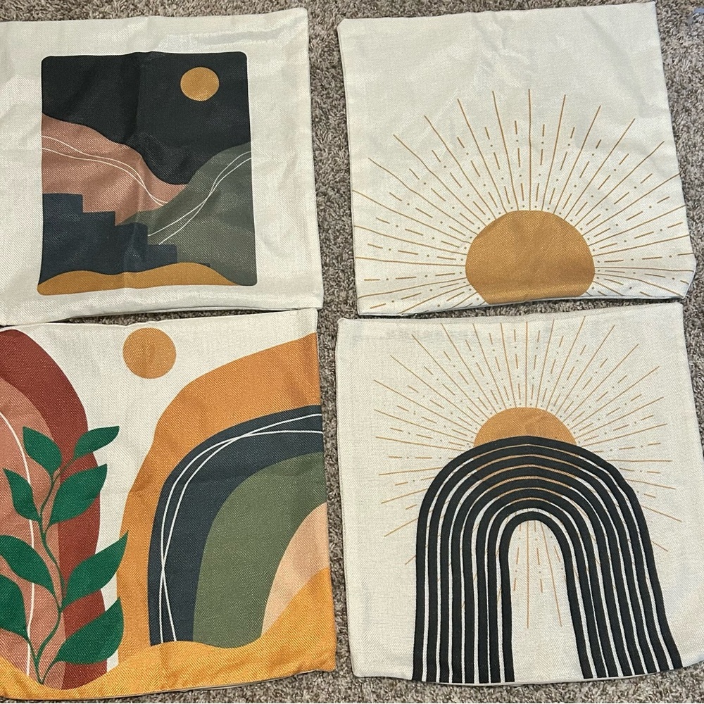 Decorative Abstract Sun and Nature Pillow Cases (4)